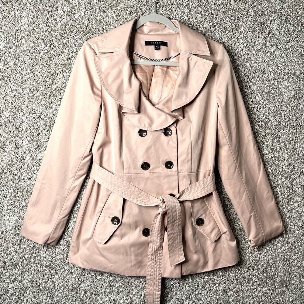 Sandro Studio Jacket Women’s Medium Tan Brown Pea Coat Utility